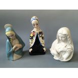 Three Virgin Mary sculptures including a Boehm La Pieta Madonna two Italian signed Lanci.