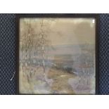 GEO PHEONIX. Framed, glazed, signed, watercolour autumnal scene with trees, 52cm x 51.5cm.