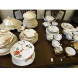 A part Susie Cooper dinner service, a part Noritake china tea set, Royal Worcester China tea set,