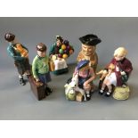 Five Royal Doulton figurines, the Girl and Boy evacuees, The Homecoming, Welcome Home and The Old