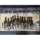 BELLAM. Unframed, signed, dated '89', acrylic on canvas, horse racing scene, titled verso '