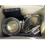 A collection of silver and plated ware including cutlery, dishes, etc.