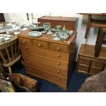 A Meredew five drawer chest with four drawer writing desk.