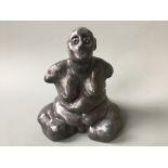 SUE MACPHERSON. Titled 'Speechless', sculpture, seated figure. Height 22cm.
