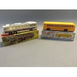 A Dinky Supertoys 949 Wayne School bus and 952 Vega Major luxury coach.