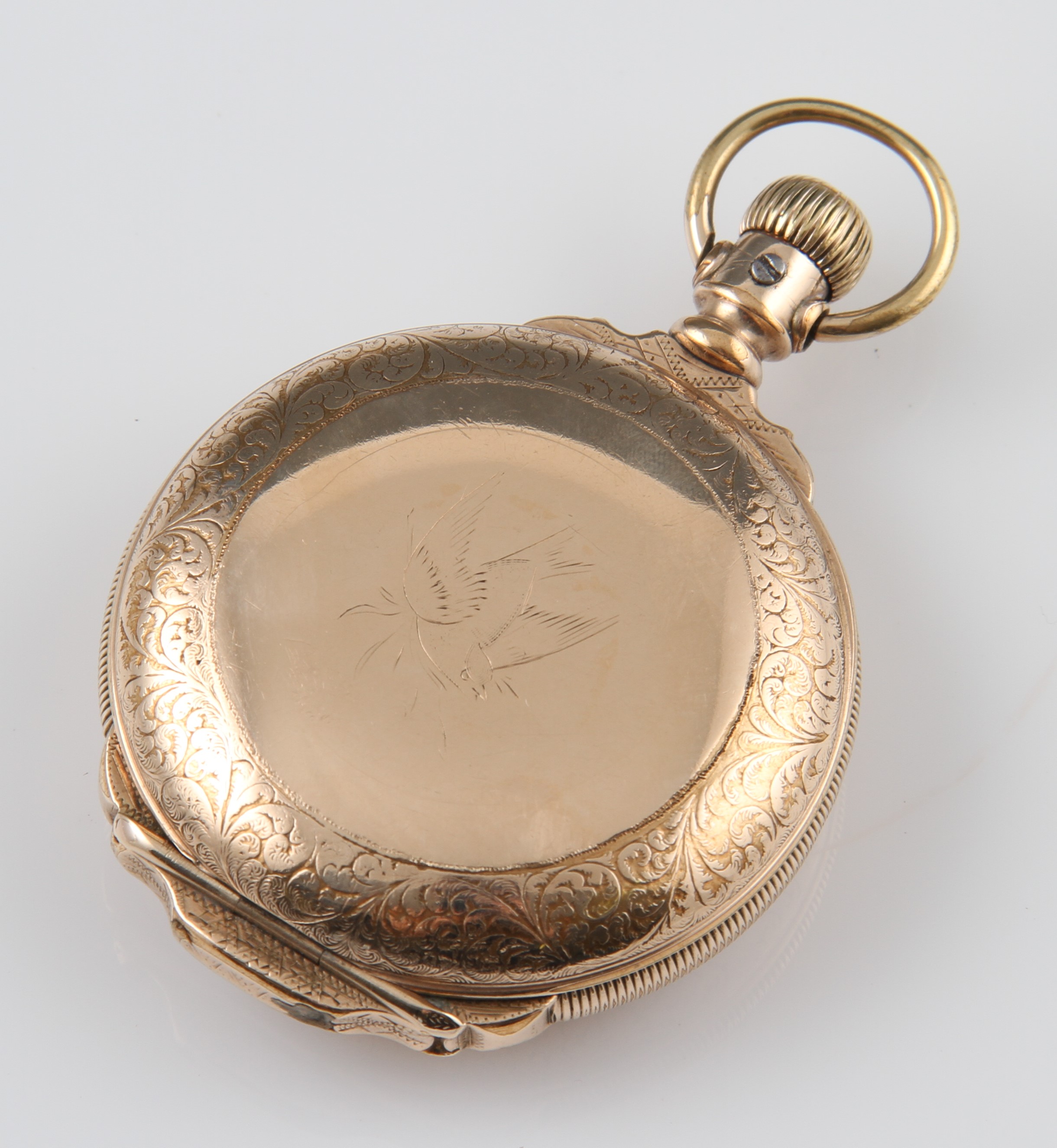 A plated P. S. Bartlett Waltham Watch Co. full hunter crown wind pocket watch, the white enamel dial - Image 3 of 3