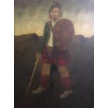 Framed, unsigned, oil on board, portrait of a Scottish Highlander, 97.5cm x 59.5cm.