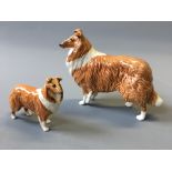 One large and one small Beswick collie.
