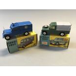 A Corgi 438 land-rover (109" W.B.) and 416 R.A.C. radio rescue land-rover, in boxes. (NO CONDITION