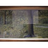 JAMES LLOYD (1905-1974). Framed, signed, gouache on paper, woodland scene, 21.5cm x 35cm.