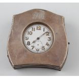 A white metal open face crown wind Goliath pocket watch, the white enamel dial having hourly