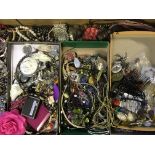 A box of costume jewellery to include beads, earrings, bangles, hairbands, necklets, rings etc.