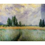 TOM KEATING (1917-1984). An original framed oil on board forgery of Claude Monet's 'The Wheatfield'