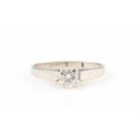 A diamond solitaire ring, set with a round brilliant cut diamond, measuring approx. 0.40ct,