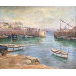 J. A. PARK. Framed, signed and titled 'The Mouse Hole Harbour, Cornwall', oil on canvas, harbour
