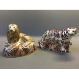 A Royal Crown Derby lion and tiger.