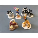 Royal Doulton The Mickey Mouse Collection figurines, Daisy Duck and Pluto, with Disney Showcase
