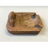 Robert (Mouseman) Thompson oak carved ashtray. Length 10cm.