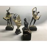 Four ballerina figurine groups including two dancing couples.