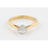 A diamond solitaire ring, set with an old cut diamond, measuring approx. 0.50ct, stamped 18ct&