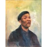 NEVILLE LEWIS (1895-1972). Framed, signed, oil on canvas, portrait of an African man wearing a