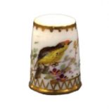 A 19th Century English porcelain thimble, Ex Holmes collection, by Grainger and Co, Royal China