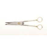 A fine pair of 18th Century Indo Persian steel mounted and part gilded scissors, tapering steel