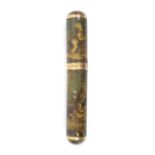 A fine late 18th Century Vernis Martin gold mounted bodkin case of cylinder form decorated with