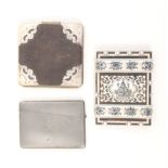 A Victorian Anglo-Indian visiting card case and two others, one in horn and ivory, with pierced