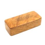 A Scottish snuff box in pale grained oak, of rectangular form the lid with text transfer ñFrom The