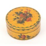 An early 19th Century French circular Vernis Martin box, the gold ground decorated with flowers, 6.