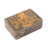 A Scottish penwork snuff box the lid with penwork scene of dancing figures, devil, skeleton and