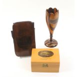 Mauchline Ware _ three pieces comprising an unusual cheroot case (Abbotsford/From Rymers Glen