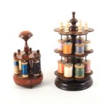 Two small format 19th Century reel stands comprising a rosewood example of three petal shaped