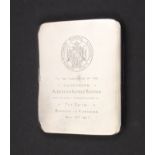 A visiting card case with silver covers, one side monogrammed ïABÍ the other with the Crest of