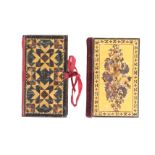 Two Tunbridge ware needle books comprising a floral mosaic example, chequer board interior