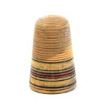 An early line painted Tunbridge whitewood thimble, 2.8cm