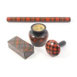 Tartan Ware _ four pieces comprising a Clark and CoÍs cottons box of circular form (Caledonia),