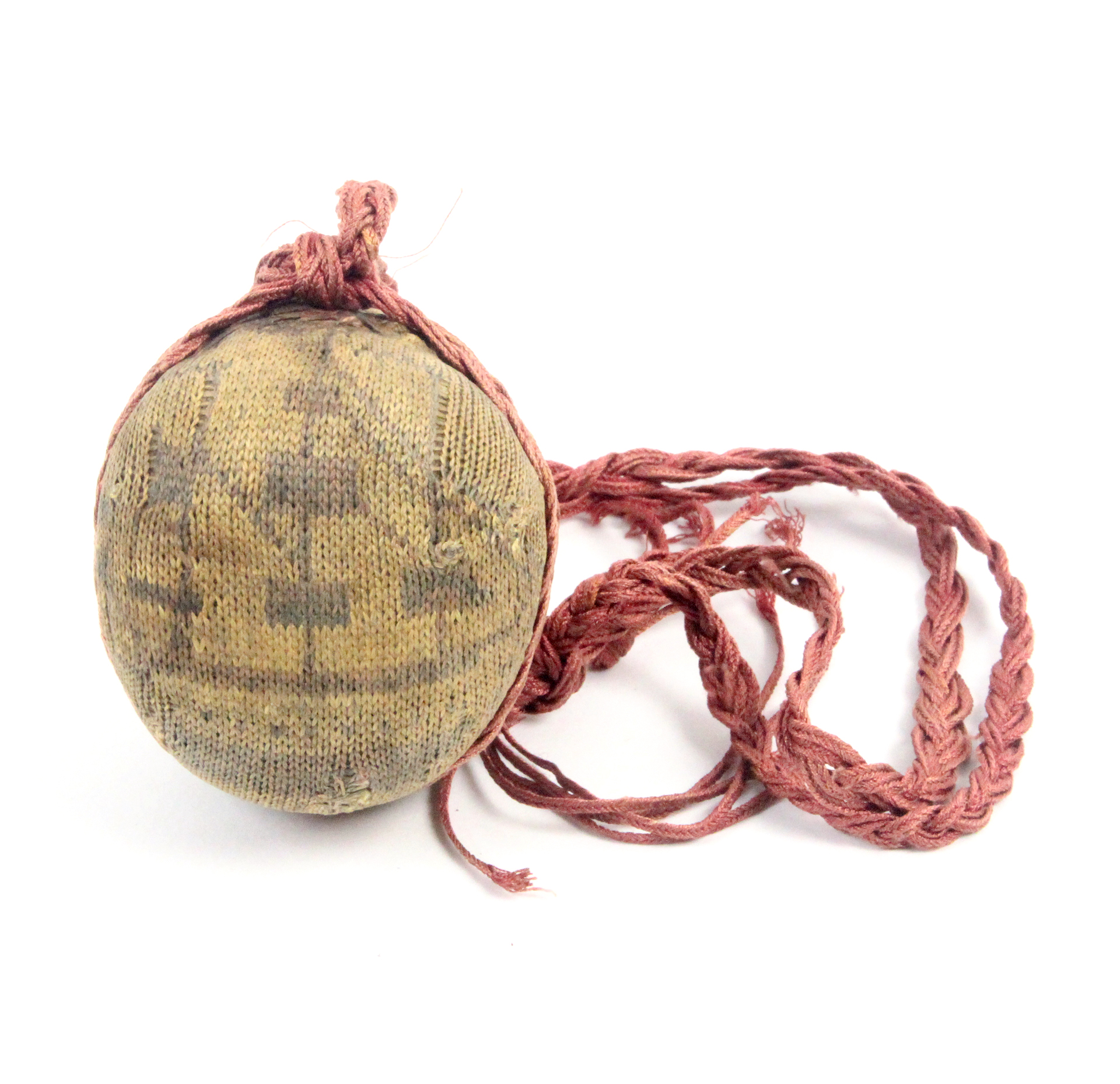 An 18th Century dated knitted pin ball, one side depicting a three masted sailing ship, the other - Image 2 of 2