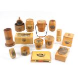 Mauchline ware – fourteen pieces comprising a rectangular box (Shanklin Chine), 9.5cm, two napkin