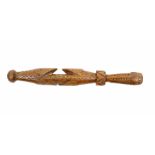 A turned and carved knitting stick, late 18th Century/early 19th Century probably Welsh, the chip