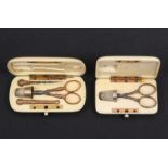 Two 19th Century French ivory etuis both of rectangular form, the first initialled ‘EMLLC’, the