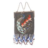 An early 20th Century Lady’s beadwork dress bag, each side in fine coloured beadwork in the Art Deco