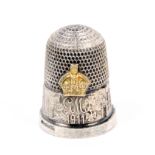 An English silver thimble to commemorate the Coronation of George V, the frieze with view of the