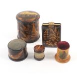 Fern ware – sewing – five pieces comprising a cylinder ribbon case (Hartland Abbey – photographic)