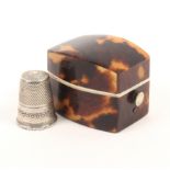 A 19th Century tortoiseshell thimble case, outward curving sides and arched top, with a