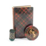 Tartan ware – three pieces comprising a book (M’Donald) – The Scottish Keepsake – 1857, scratches to