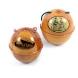 Mauchline ware – sewing – two wool balls comprising an example in alternate segments (Burns’