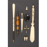 Eight objects with Stanhopes comprising a bone pen/paper knife (5 views – Queen Victoria Jubilee