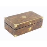 An early 19th Century French burr elm and brass mounted Palais Royal sewing/travel box of